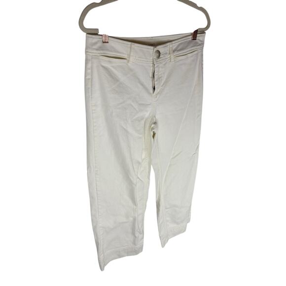 Loft High Rise Wide Leg Cropped Jeans Stretch Cotton Denim Casual Summer Size 30 - Picture 2 of 7